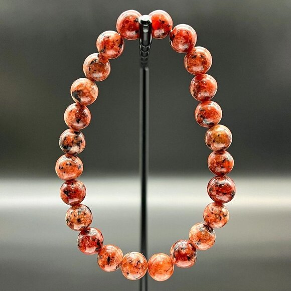 Red Kiwi Jasper Gemstone Bracelet Handmade - Picture 3 of 6